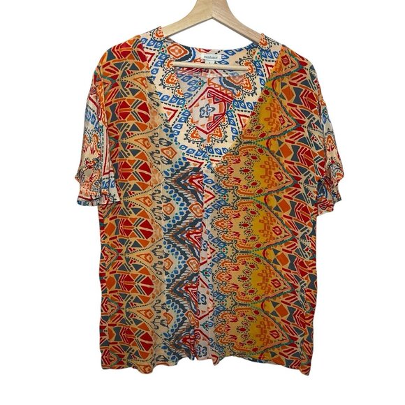 Sundance Women's Top Small Size Short Flutter Sleeve V-Neck Blouse - Picture 1 of 8